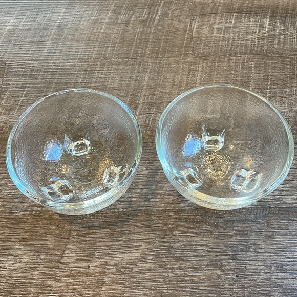 Set of 2 Vintage Crisa Libbey Pebble Texture Footed Glass Serving Bowls - Picture 2 of 10
